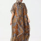 Colorful Silk-Like Casual Robe Vacation Kaftan with Scarve