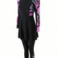 Printed High Neck Zipper Top With Ruffle Hem Long Sleeve And Pants  Swimwear Set