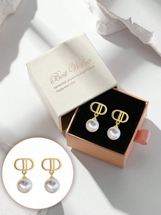 Elegant Pearl Pendant Earrings Boxed