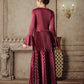 Elegant Wine Red Lace Trim Ruffle Flare Sleeve Formal Dress