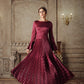 Elegant Wine Red Lace Trim Ruffle Flare Sleeve Formal Dress