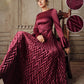 Elegant Wine Red Lace Trim Ruffle Flare Sleeve Formal Dress