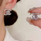 Rhinestone CC Monogram Geometric 925 Sterling Silver Stud Earrings