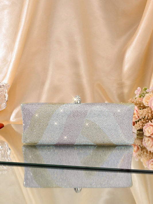 Long Form Glitter Bling Shiny Rhinestone Evening Bag