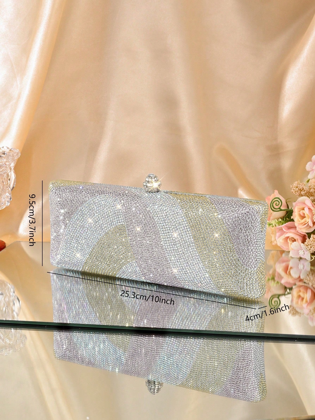 Long Form Glitter Bling Shiny Rhinestone Evening Bag