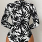 Palm Tree Print Zip Up One Piece Swimwear