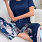 Blue Leaf Patterned Leisure Pajamas Set