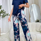 Blue Leaf Patterned Leisure Pajamas Set