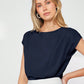 Navy Asymmetrical Batwing Sleeve Top