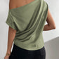 Asymmetrical Neck Ruched Blouse One Shoulder Top