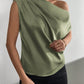 Asymmetrical Neck Ruched Blouse One Shoulder Top