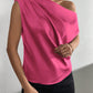 Asymmetrical Neck Ruched Blouse One Shoulder Top