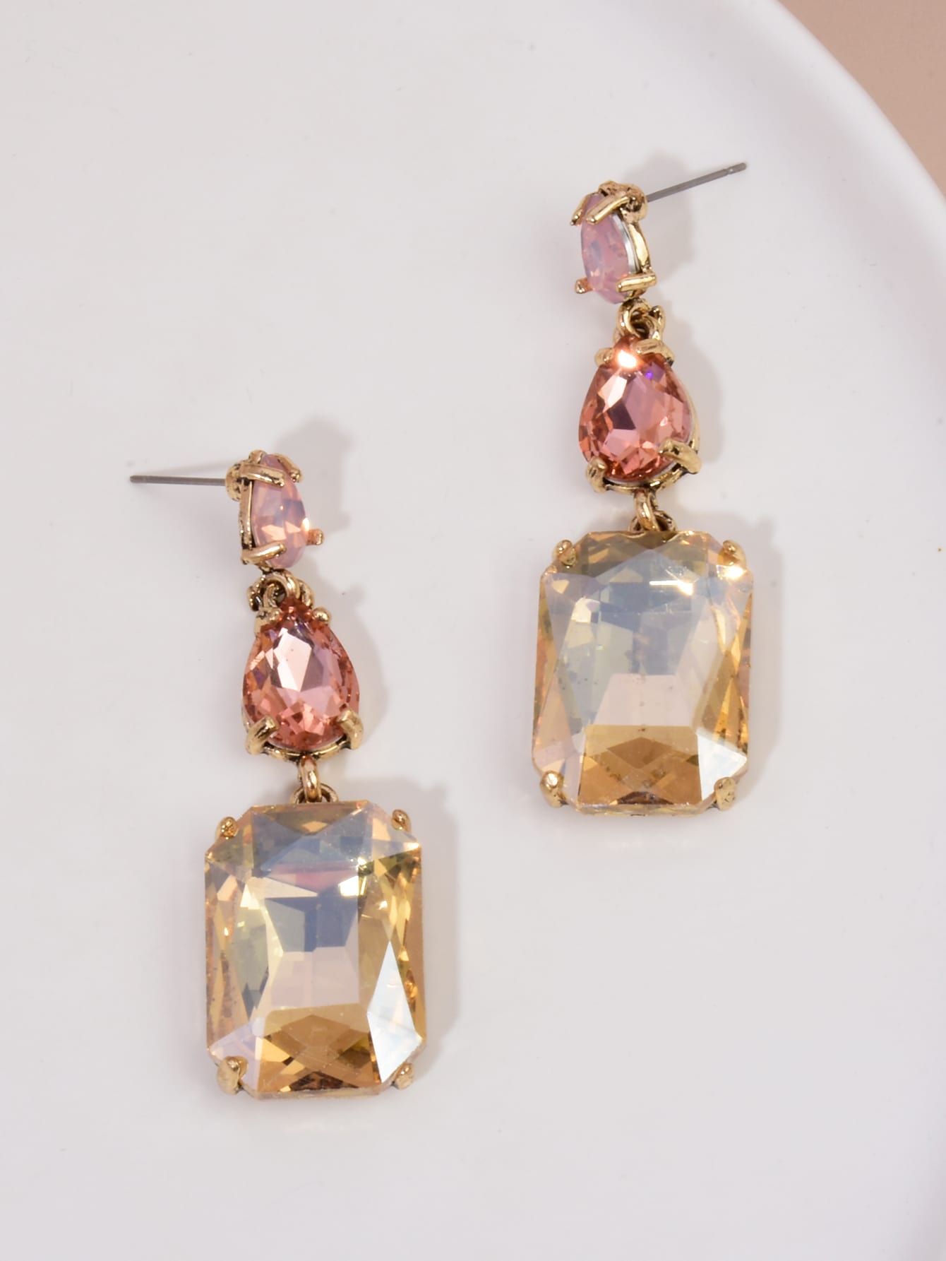 Gemstone Decor Drop Earrings