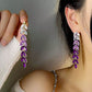 Water Drop Rhinestone Tassel Wheat Ear Pendant Earrings