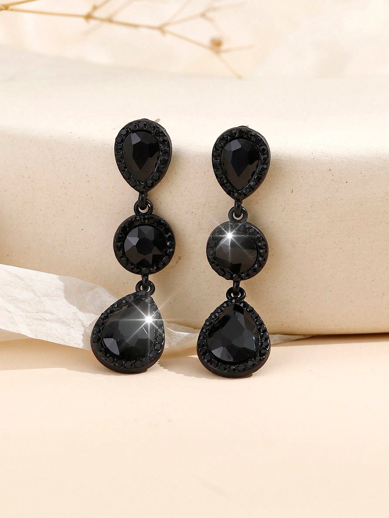 Inlaid Glass Rhinestone Alloy Earrings