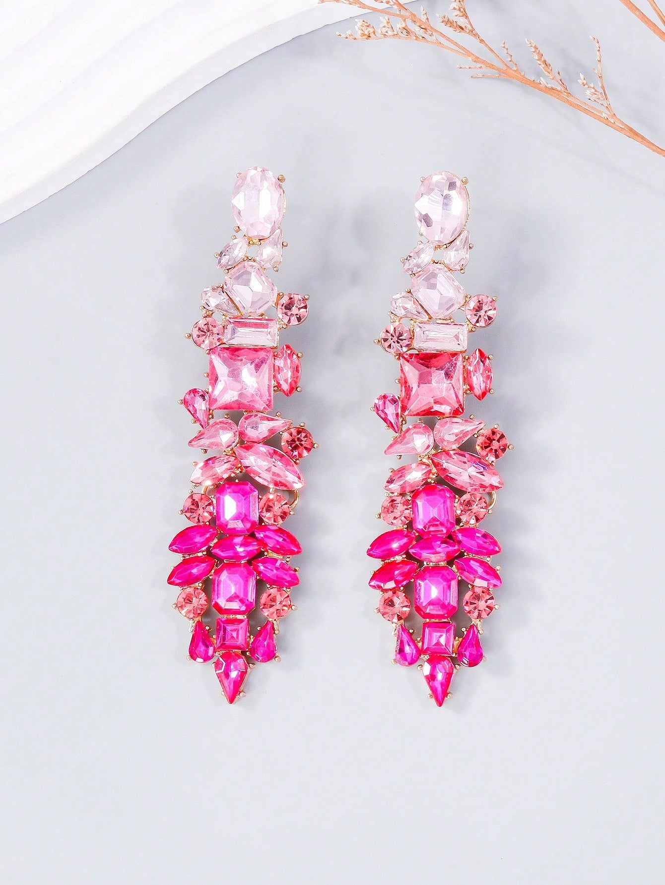 Glass Rhinestone Earrings