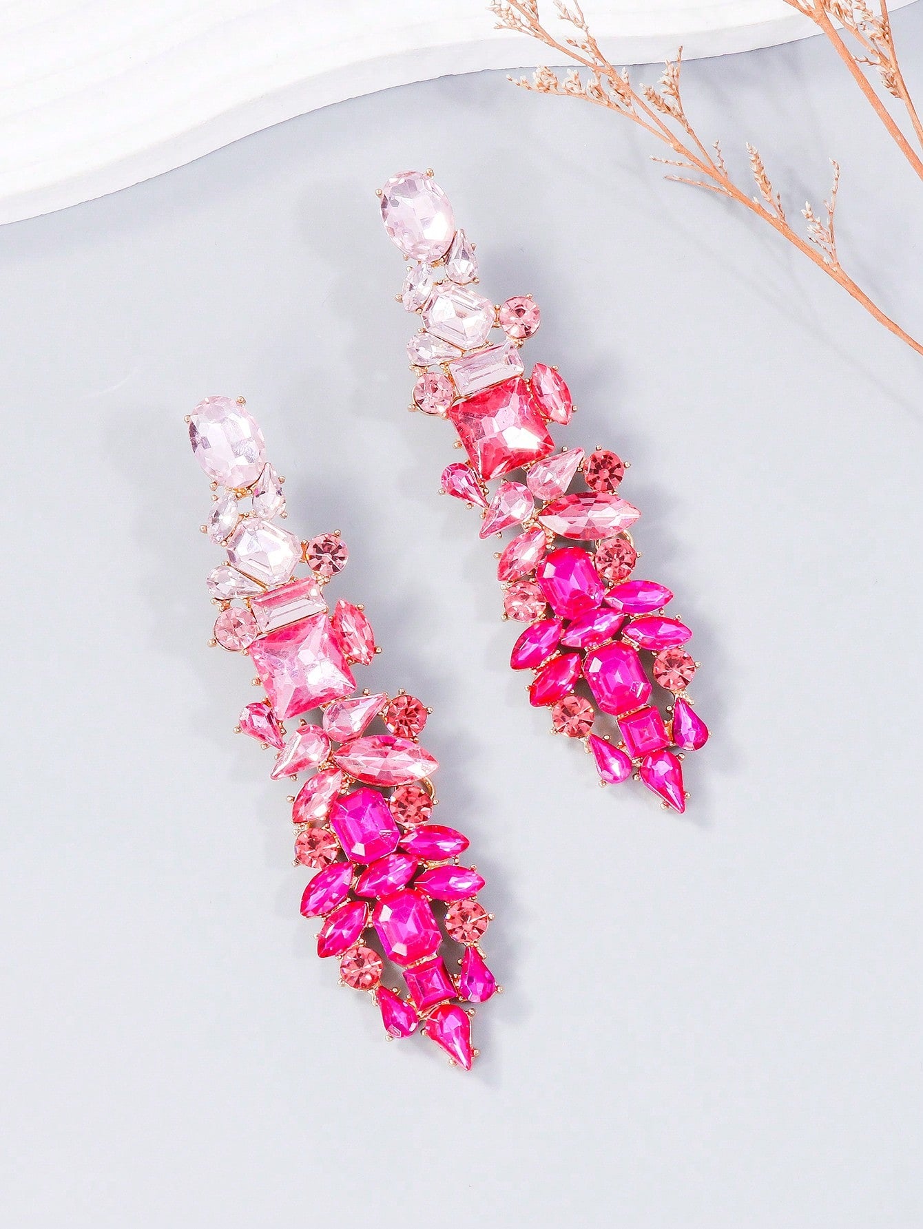 Glass Rhinestone Earrings