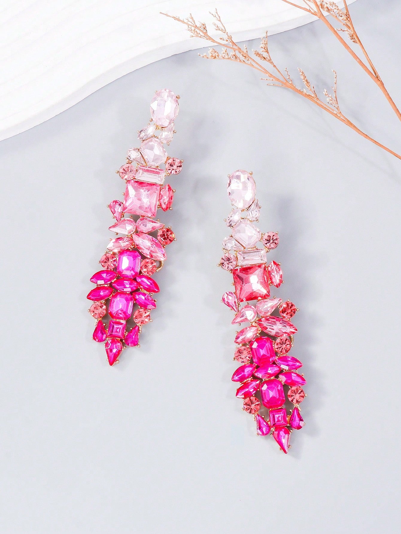 Glass Rhinestone Earrings