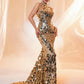 Gold Sequin Backless Maxi Evening Dress With Halter Neck  Elegant Evening Dress