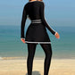 Contrast Binding Long Sleeve Modest Elegant Swimwear Set