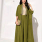 Contrast Tape Batwing Sleeve Coat & Wide Leg Pants