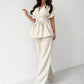 V-Neck Cardigan with Belt & High-Waisted Straight-Leg Flare Pants Set