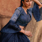 Navy Blue Chinnon Silk Jacket Style Designer Bridesmaid Lehenga