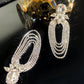 Diamond Inlaid Water Drop Shaped Tassel Earrings