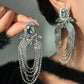 Diamond Inlaid Water Drop Shaped Tassel Earrings