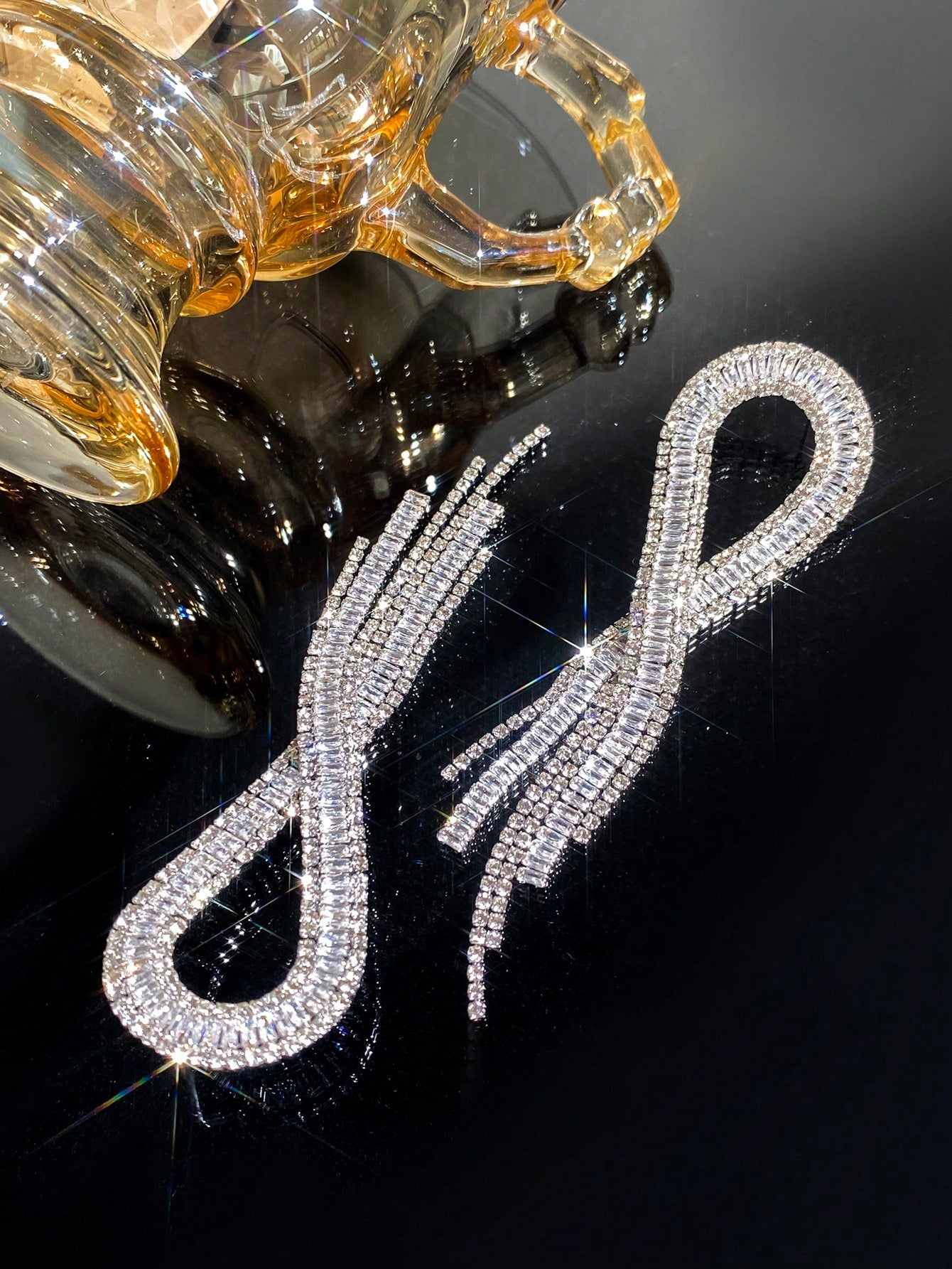 Geometric Tassel Design Inlaid With Cubic Zirconia Earrings
