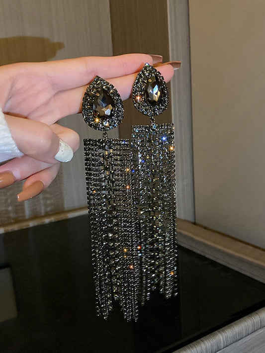 Rhinestone Tassel Drop Earrings