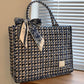 Bow Decor  Classic Tweed Plaid Tote Bag