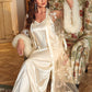 Contrast Mesh Satin Robe & Cami Dress PJ Set
