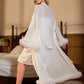 Fuzzy Trim Belted Satin Robe & Cami Lingerie Pajama Set