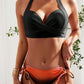 Ombre Push Up Bikini Swimwear With Beach Skirt