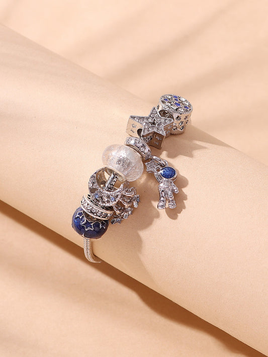 Rhinestone Star & Astronaut Charm Bracelet