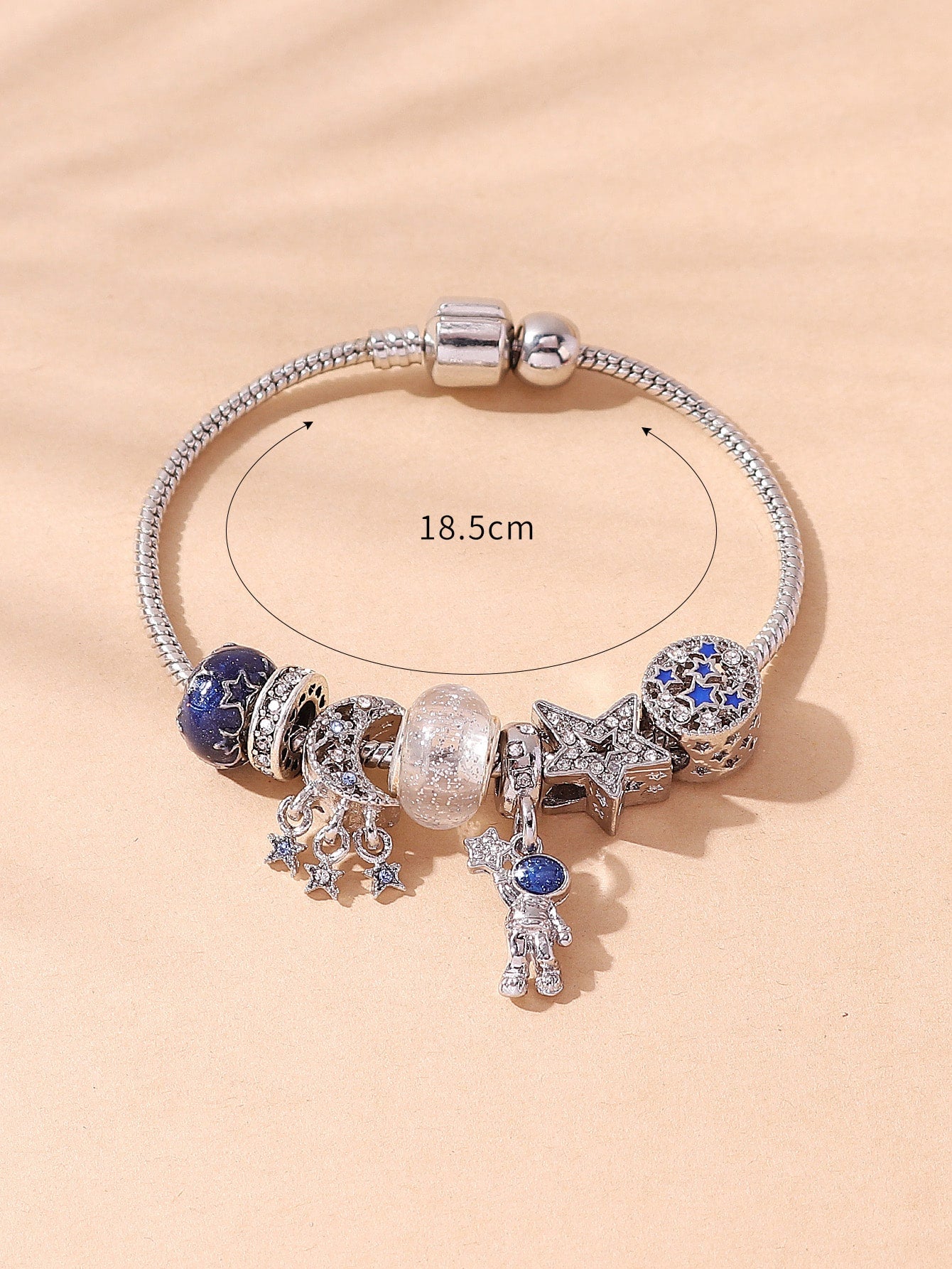 Rhinestone Star & Astronaut Charm Bracelet