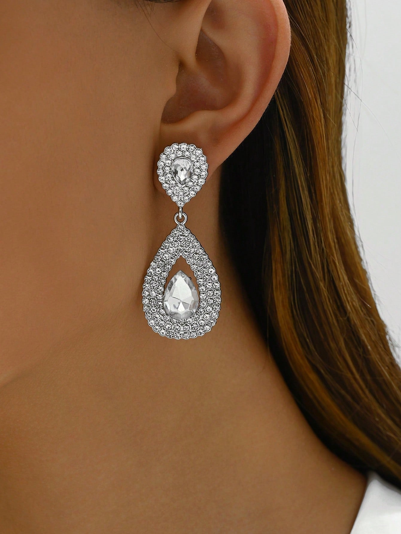 Rhinestone Water Drop Earrings