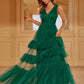 Ruffle Hem Mesh Maxi  Dress
