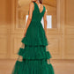 Ruffle Hem Mesh Maxi  Dress
