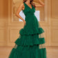 Ruffle Hem Mesh Maxi  Dress