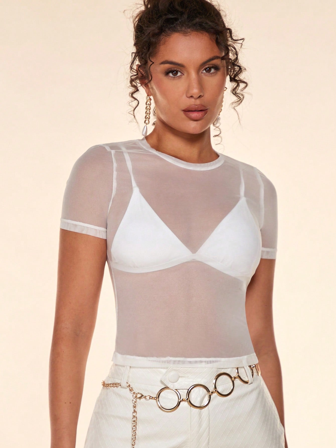 See Through Mesh Top Without Bra