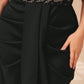 Plus Off Shoulder Lace Bodice Ruched Draped Front Dress