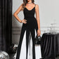 Elegant Party Black & White Color Block Jumpsuit