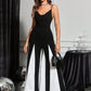 Elegant Party Black & White Color Block Jumpsuit