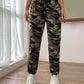 Camo Print Knot Front Letter Tape Sweatpants