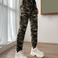 Camo Print Knot Front Letter Tape Sweatpants