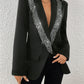 Contrast Shawl Collar Single Button Blazer