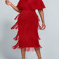 Plus Size  Elegant & Exquisite Red Fringed Long Dress