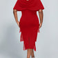 Plus Size  Elegant & Exquisite Red Fringed Long Dress